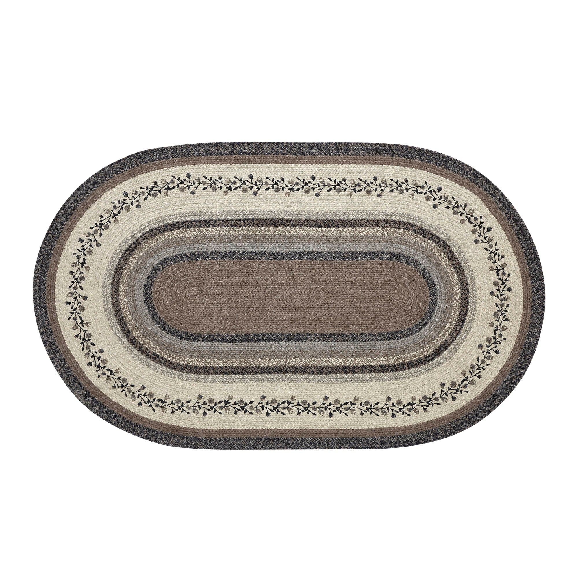 Floral Vine Jute 60" Oval Rug with Pad - Image 3