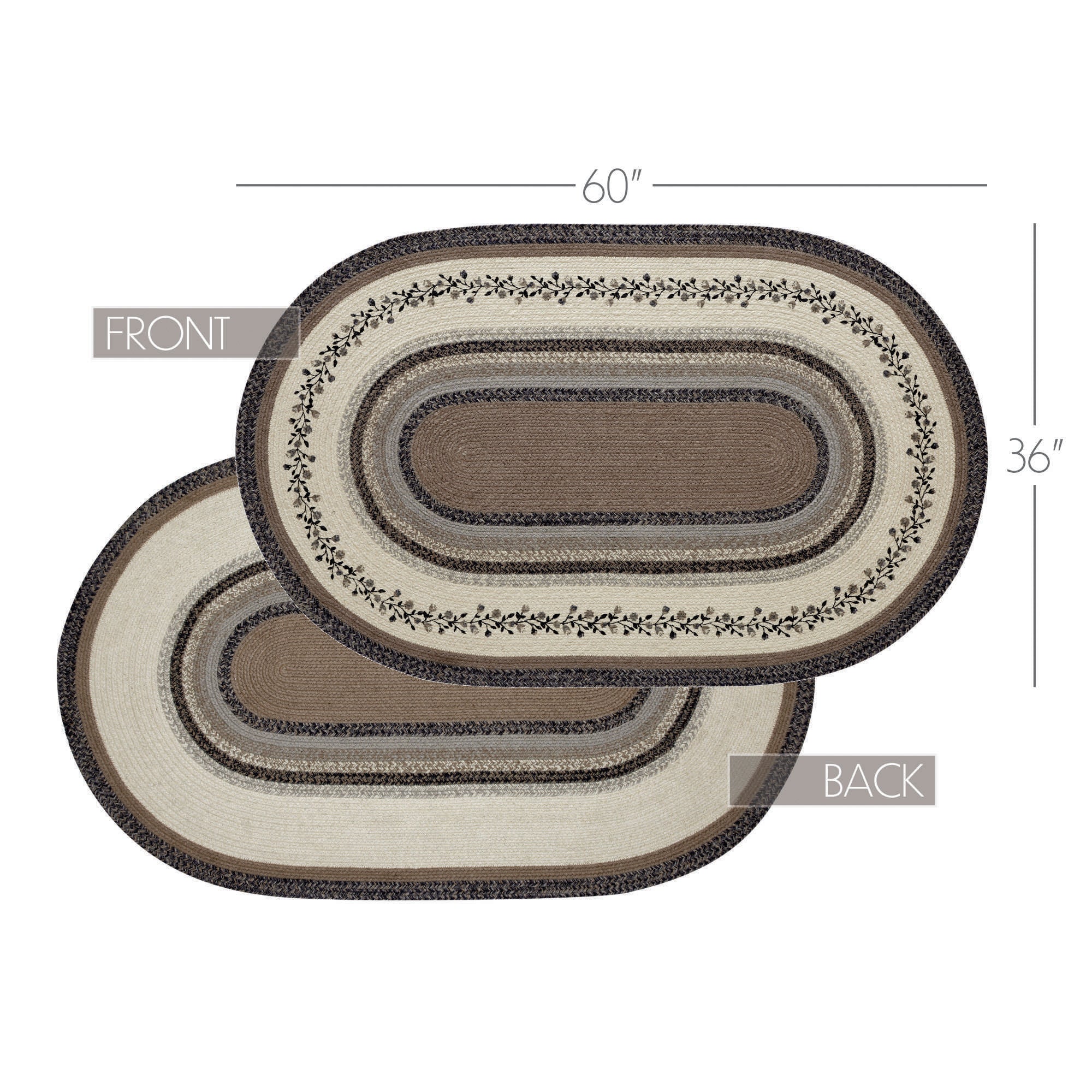 Floral Vine Jute 60" Oval Rug with Pad - Image 4