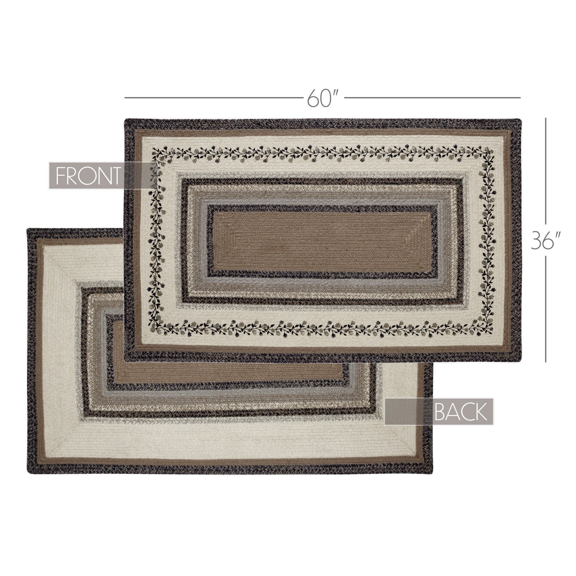 Floral Vine Jute 60" Rectangle Rug w/ Pad - Image 2