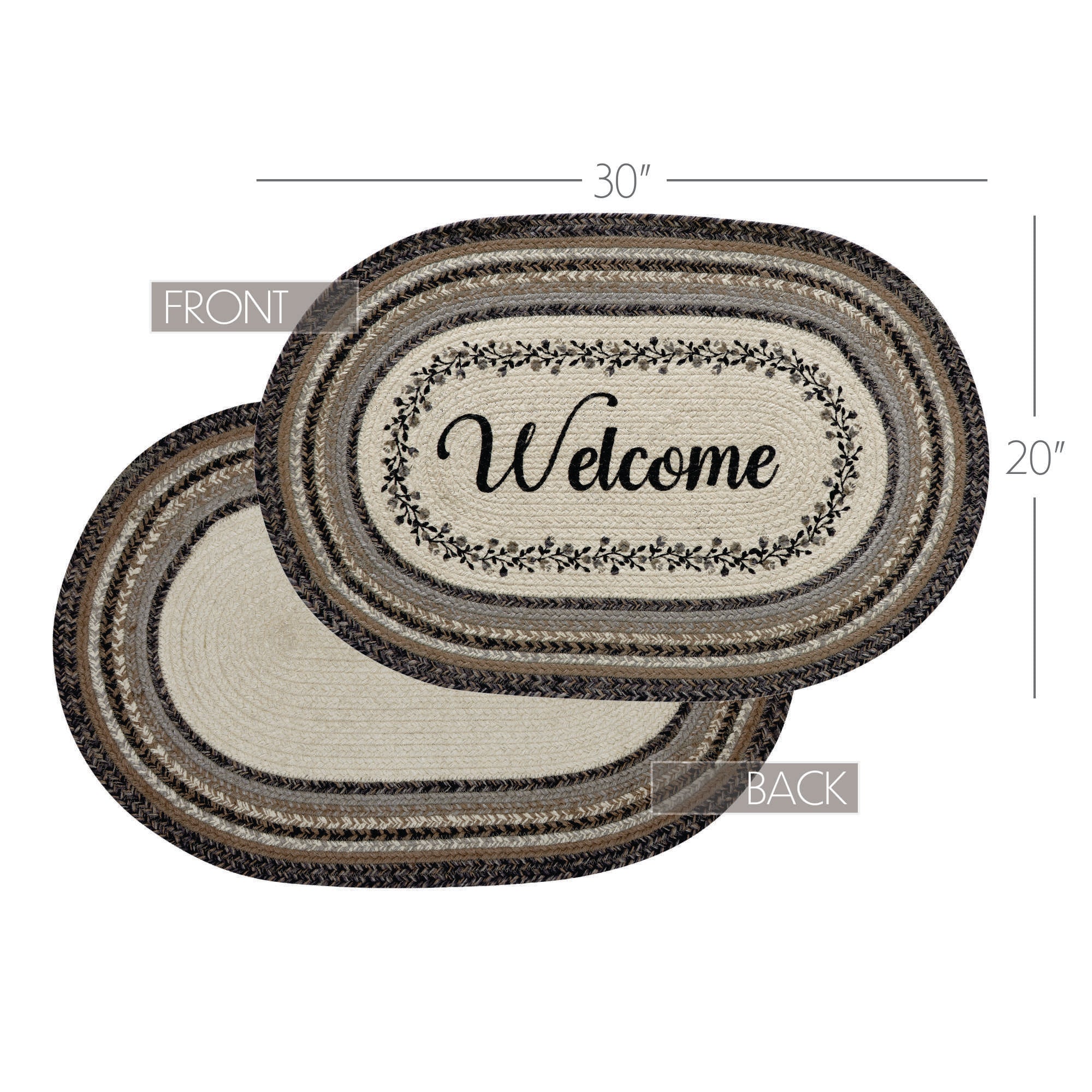 Floral Vine Welcome Jute Oval Rug 20" x 30" - Image 4
