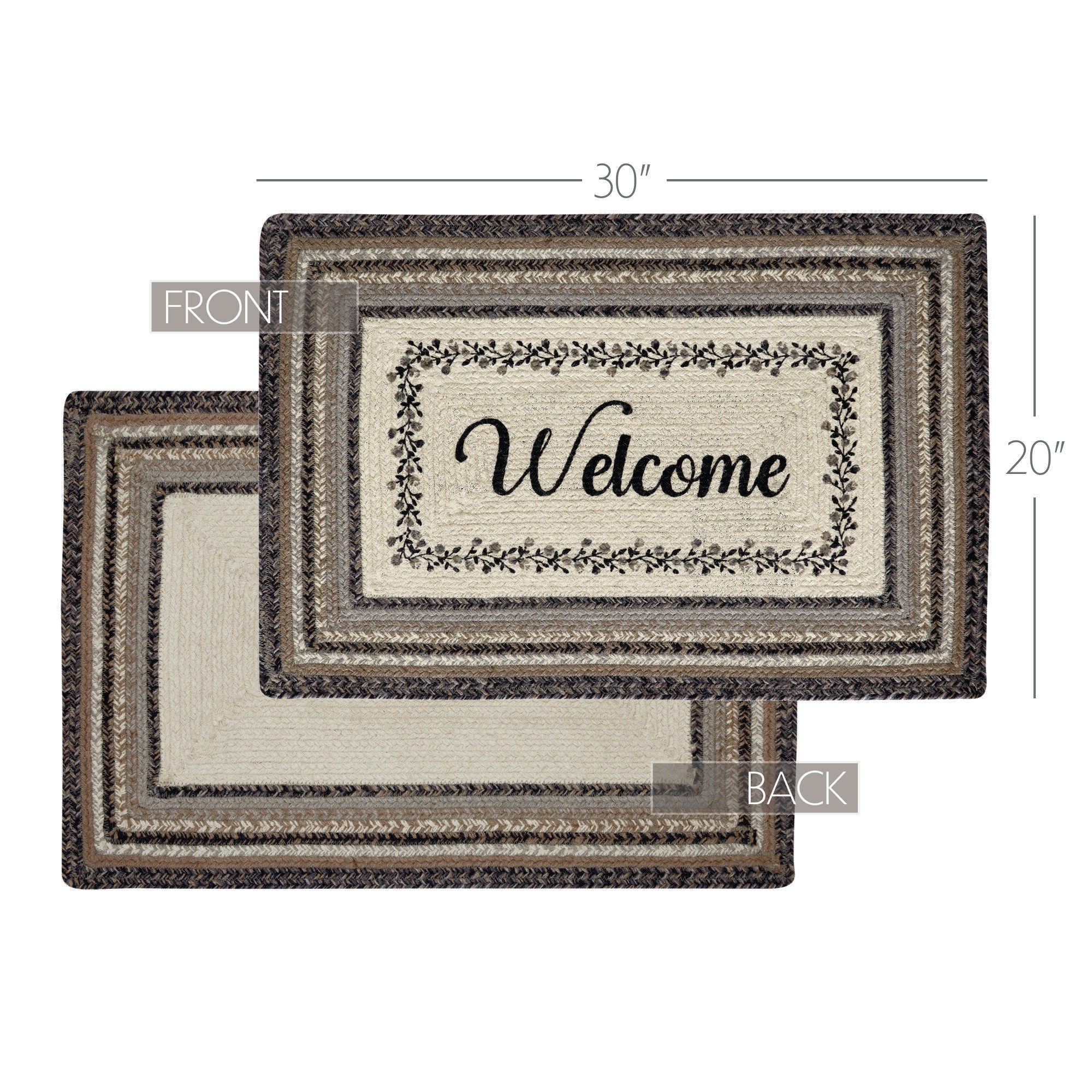 Floral Vine Welcome Rectangle Jute Rug with Pad 20'' x 30'' - Image 2