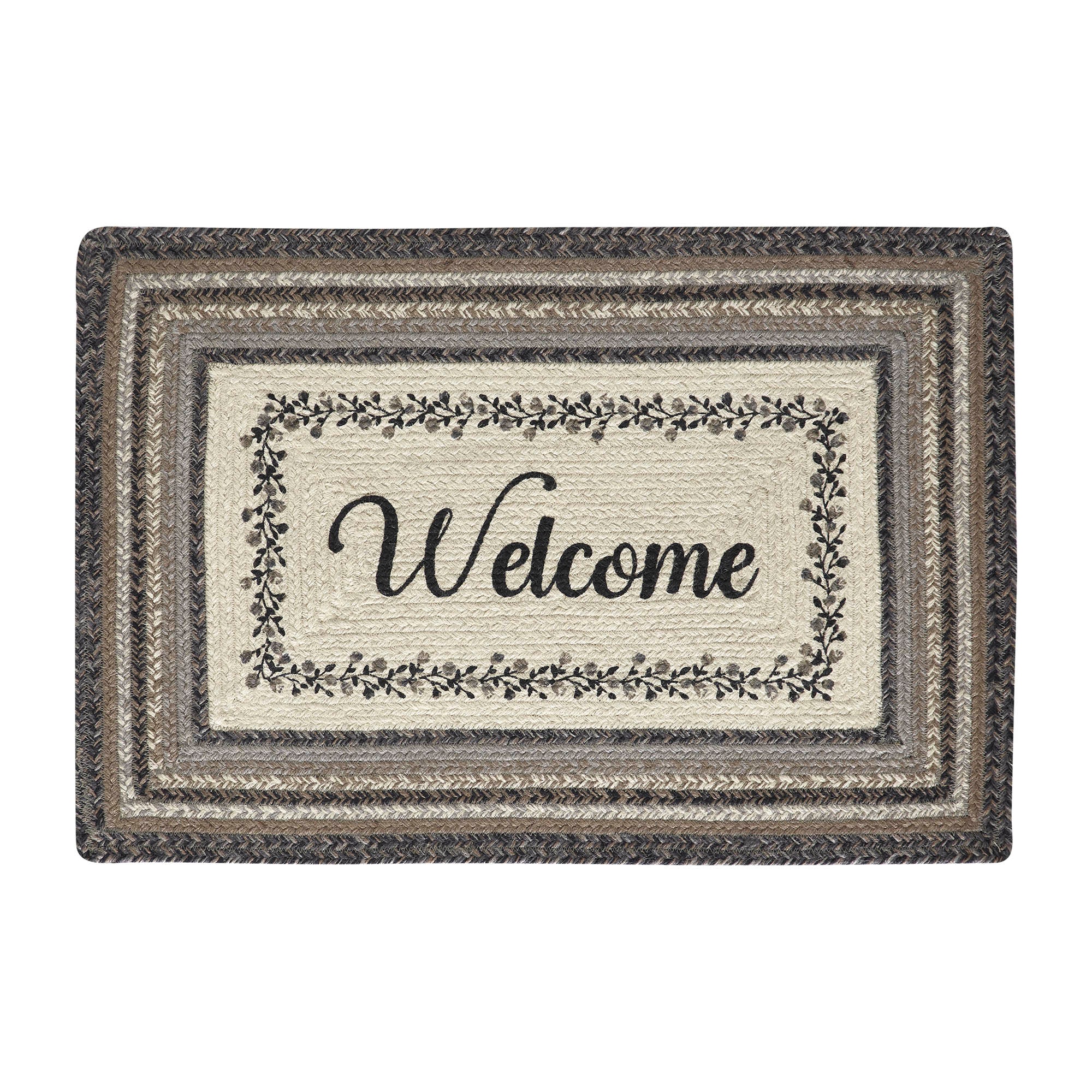 Floral Vine Welcome Rectangle Jute Rug with Pad 20'' x 30'' - Image 3