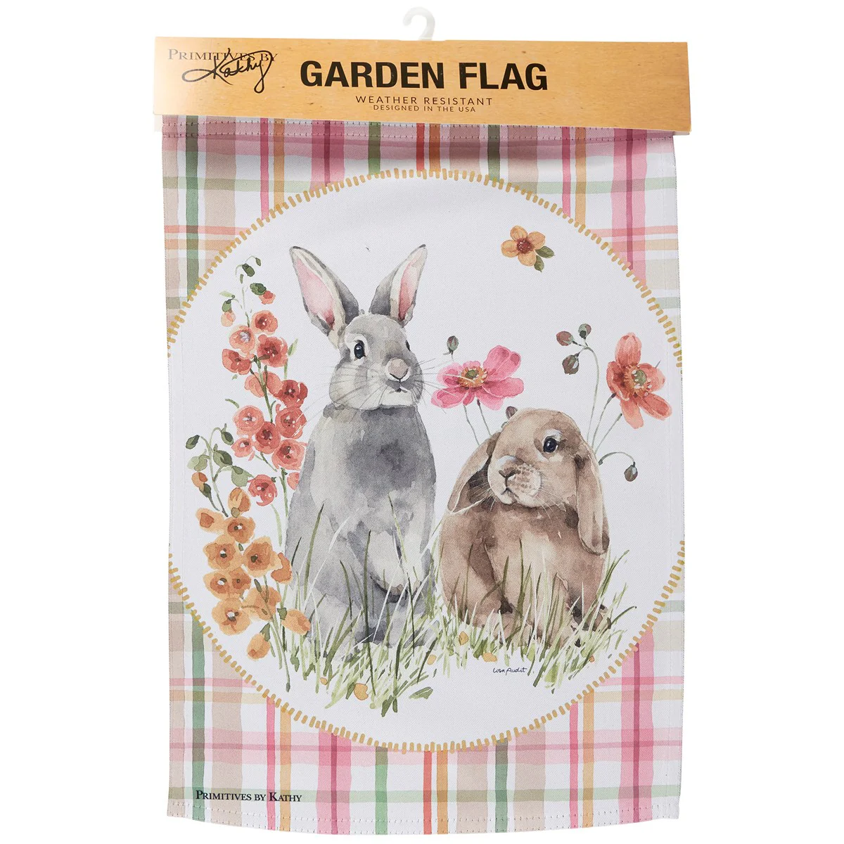 ๐ Flower Bunnies Plaid Garden Flag - Image 4