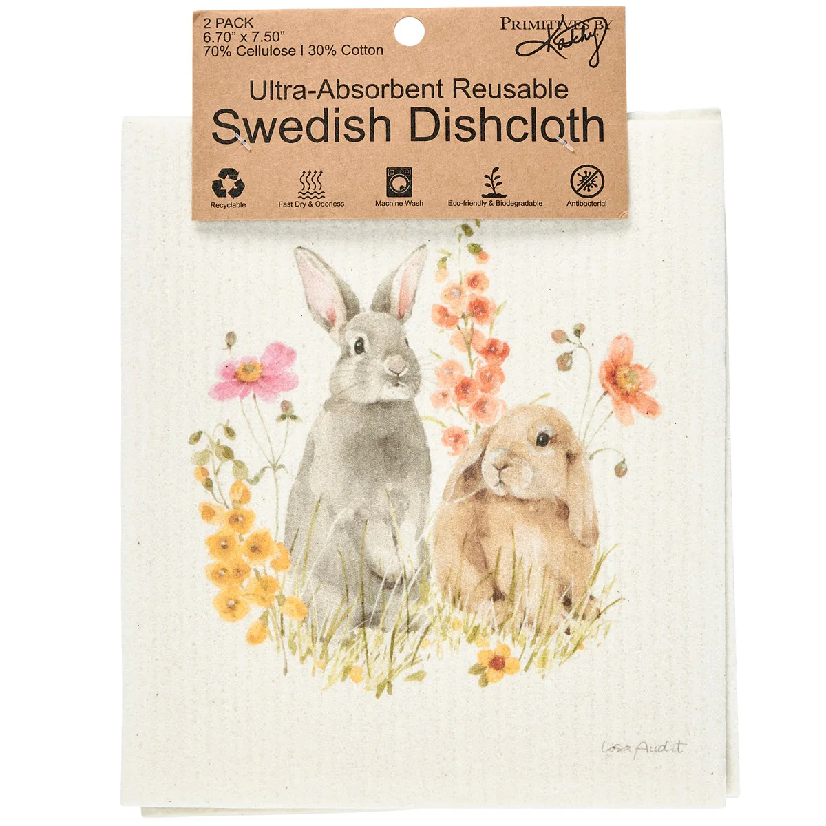 ๐ Flower Bunnies Swedish Dishcloth Set - Image 4