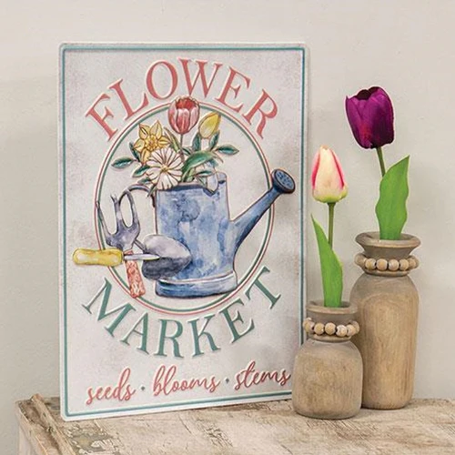 Flower Market Seeds Blooms Stems 16" Metal Sign - Image 2