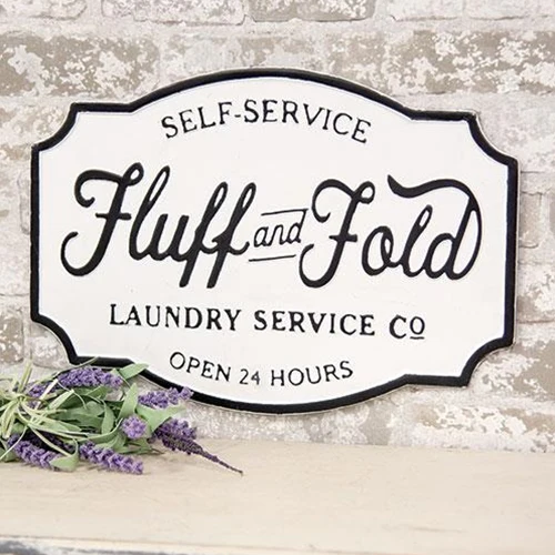 Fluff and Fold Laundry Co Farmhouse 18" Metal Sign - Image 2