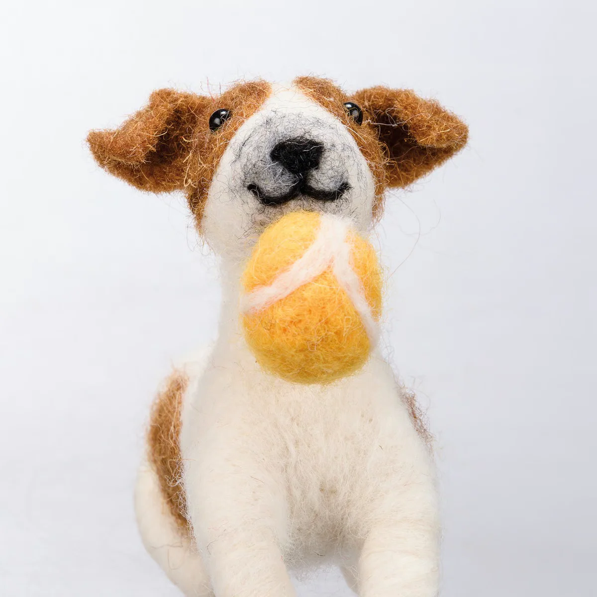 Friendly Dog with Ball Felt Critter Figure - Image 3
