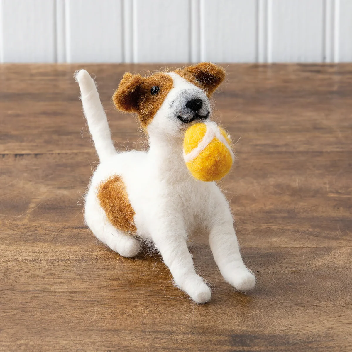 Friendly Dog with Ball Felt Critter Figure - Image 4