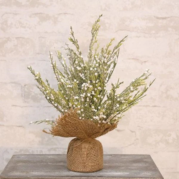 Frost Berry 12" Faux Tree with Burlap Wrapped Base