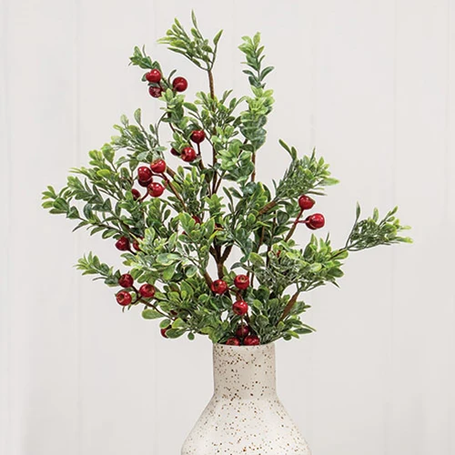 π Frosted Boxwood and Gooseberry 28" Faux Evergreen Spray - Image 2