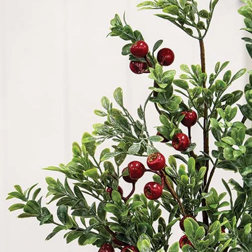 π Frosted Boxwood and Gooseberry 28" Faux Evergreen Spray - Image 4
