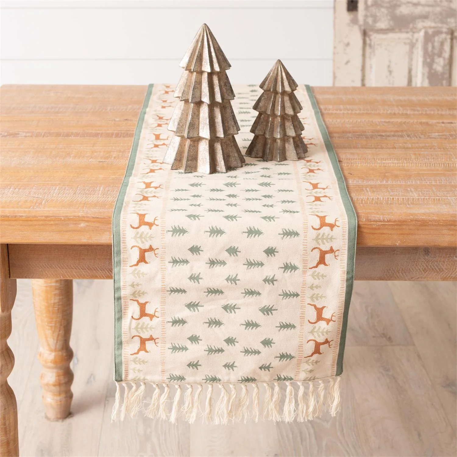 Frosty Forest and Deer 56" Table Runner