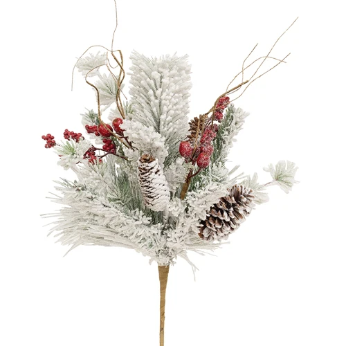 Frosty Pines & Berries 23" Faux Evergreen Bush