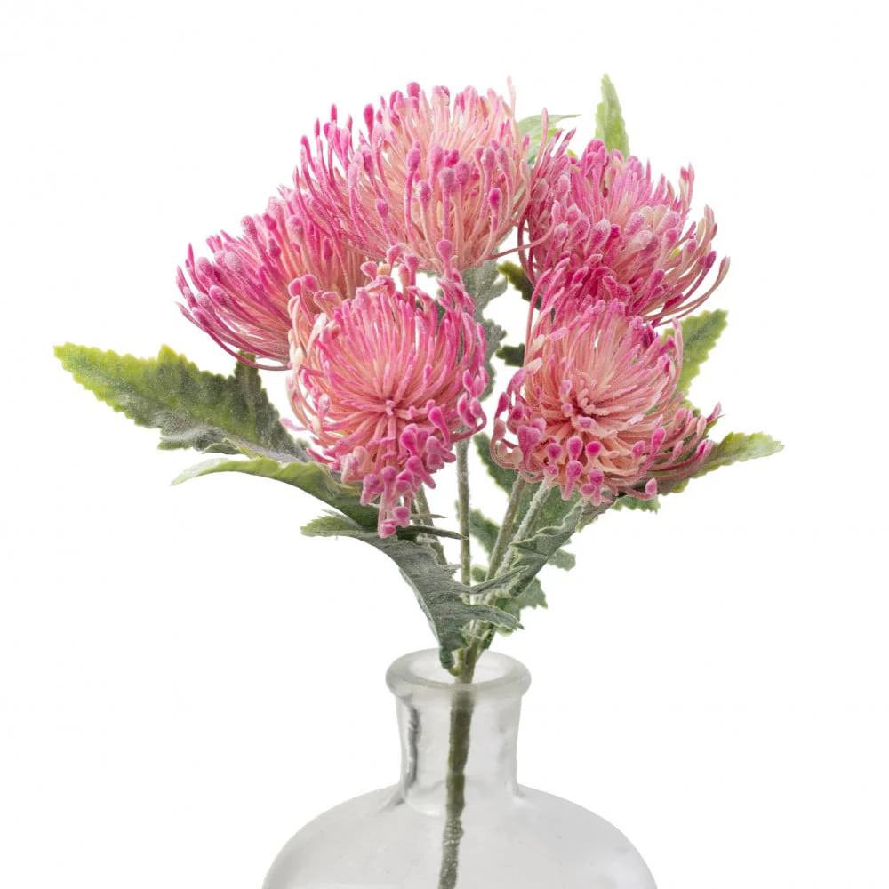 Fuchsia Pink Thistle 15" Faux Floral Bouquet