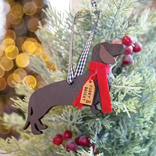 ๐ Furry & Bright Dachshund Dog Ornament