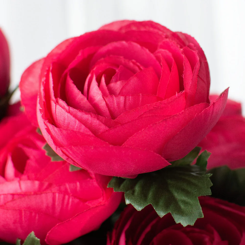 Fuschia Pink Ranunculus 20" Faux Floral Bush - Image 2