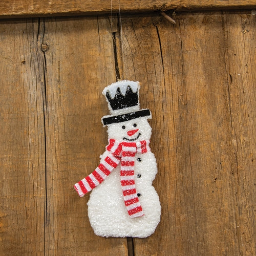 Fuzzy Glittered Snowman with Scarf 8.75" H Hanger - Image 2