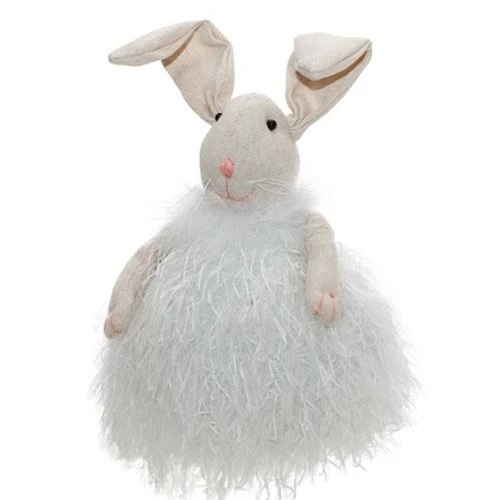 ๐ Fuzzy White Chubby Sitting Miss Bunny