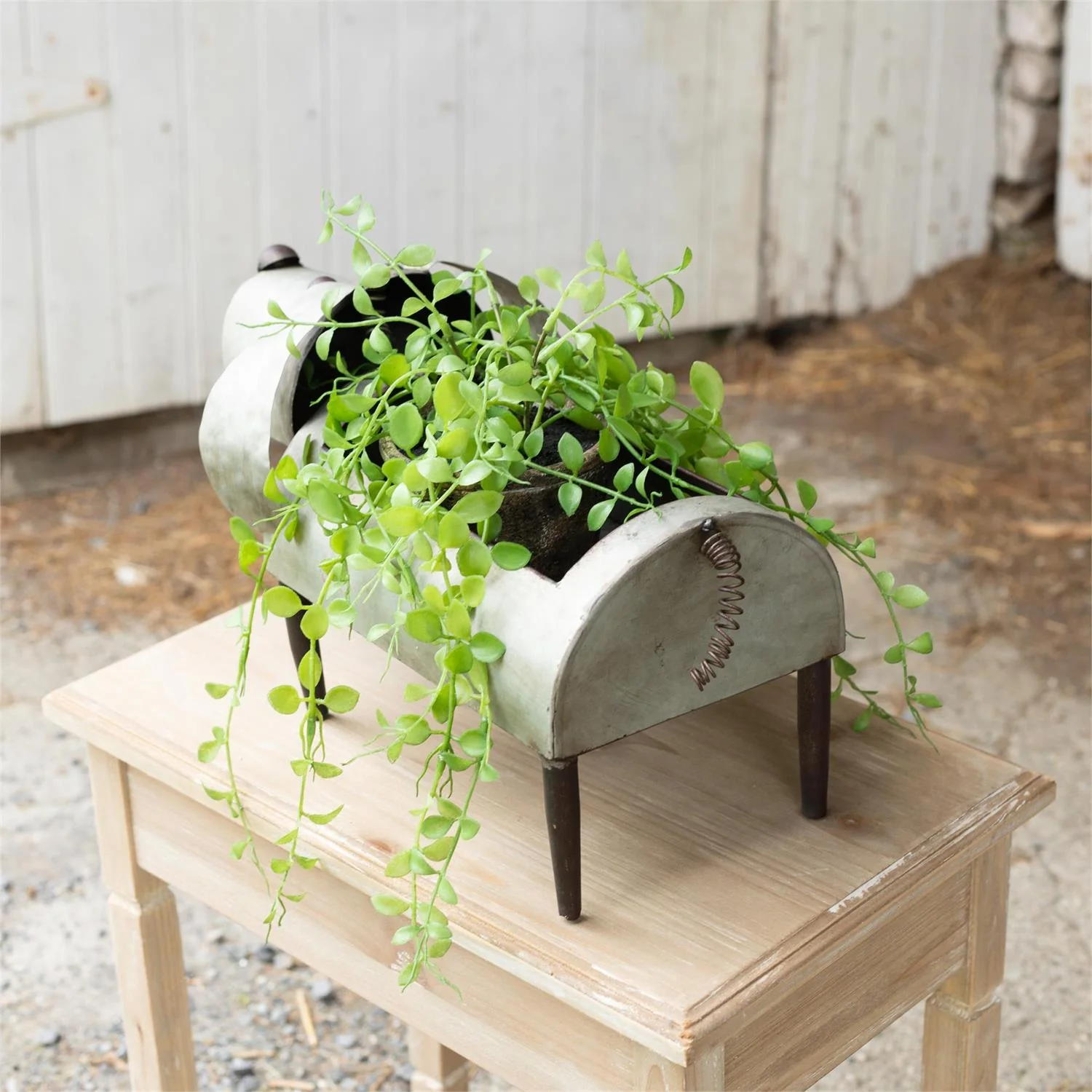 Galvanized Metal Dog Planter - Image 3