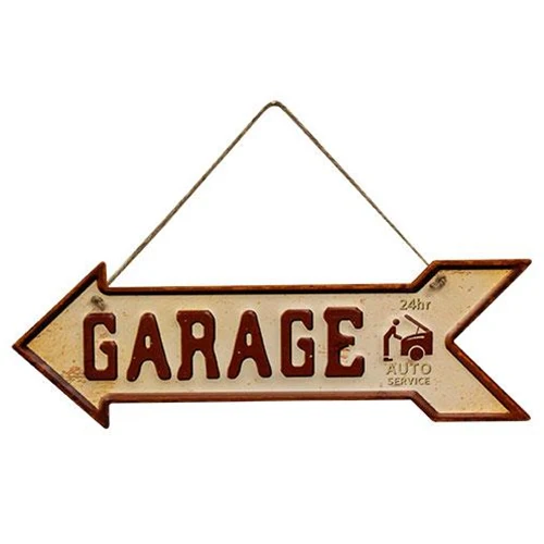 Garage 24 hr Auto Service Distressed Hanging Metal Sign - Image 2