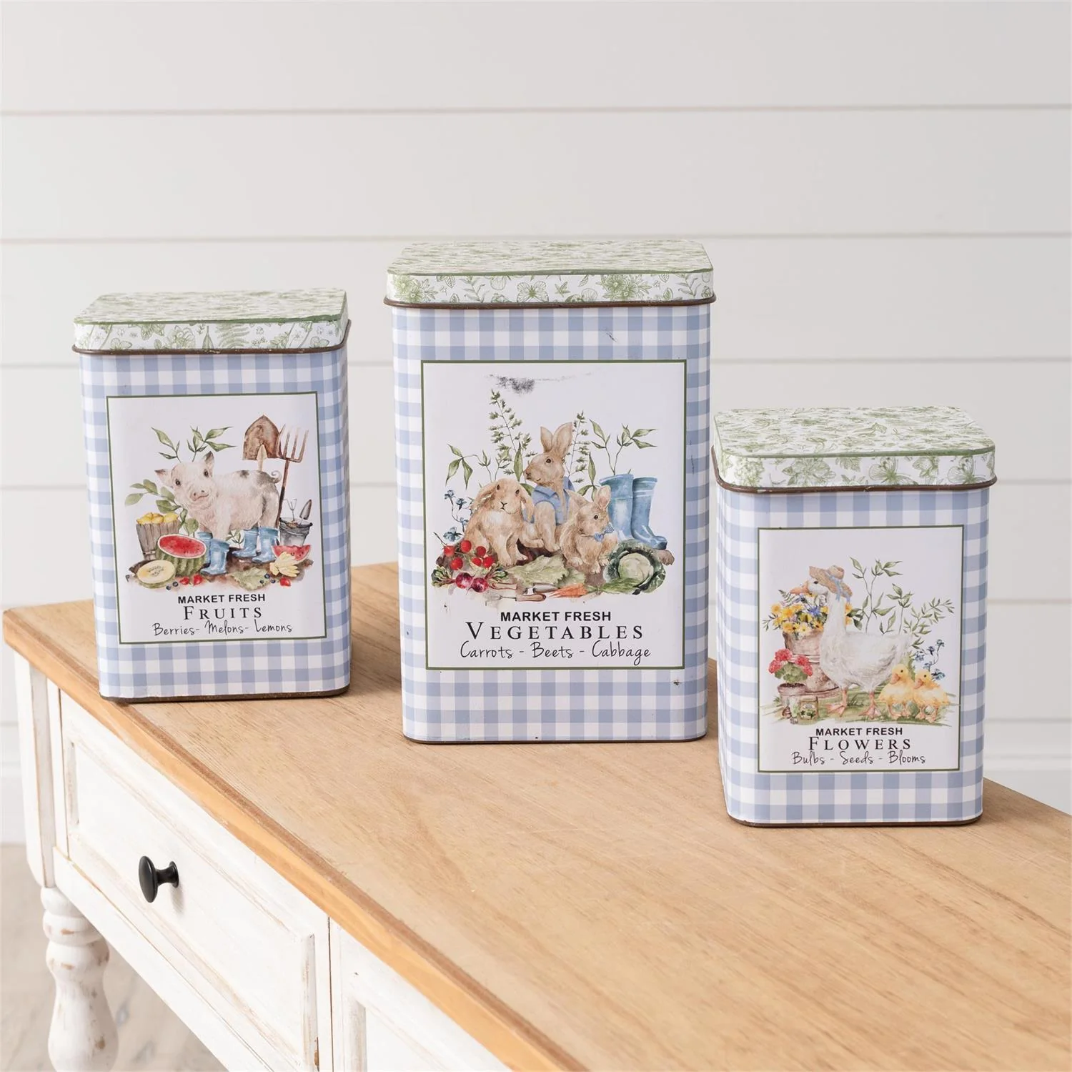 Garden Animals Set of 3 Nesting Tins