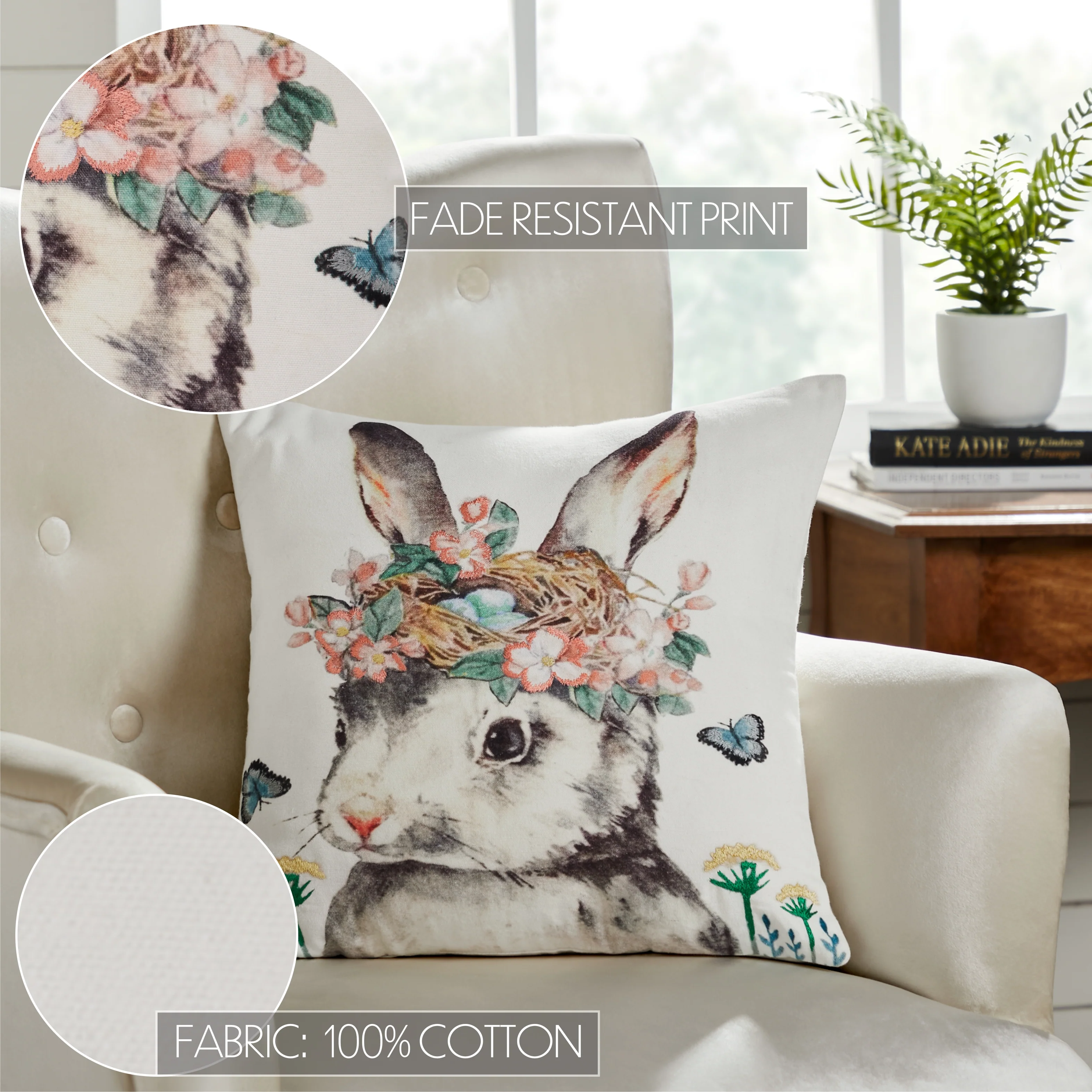 Garden Bunny 18" Spring Accent Pillow - Image 6