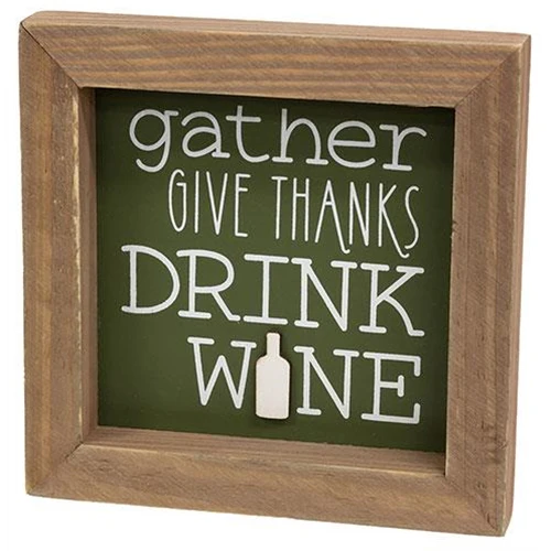 Gather Give Thanks Drink Wine Small Framed Sign - Image 2