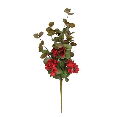 Geranium and Eucalyptus 18" Faux Floral Bush