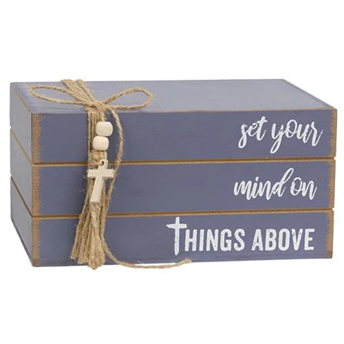 Get Your Mind on Things Above Wooden Faux Book Stack - Image 2