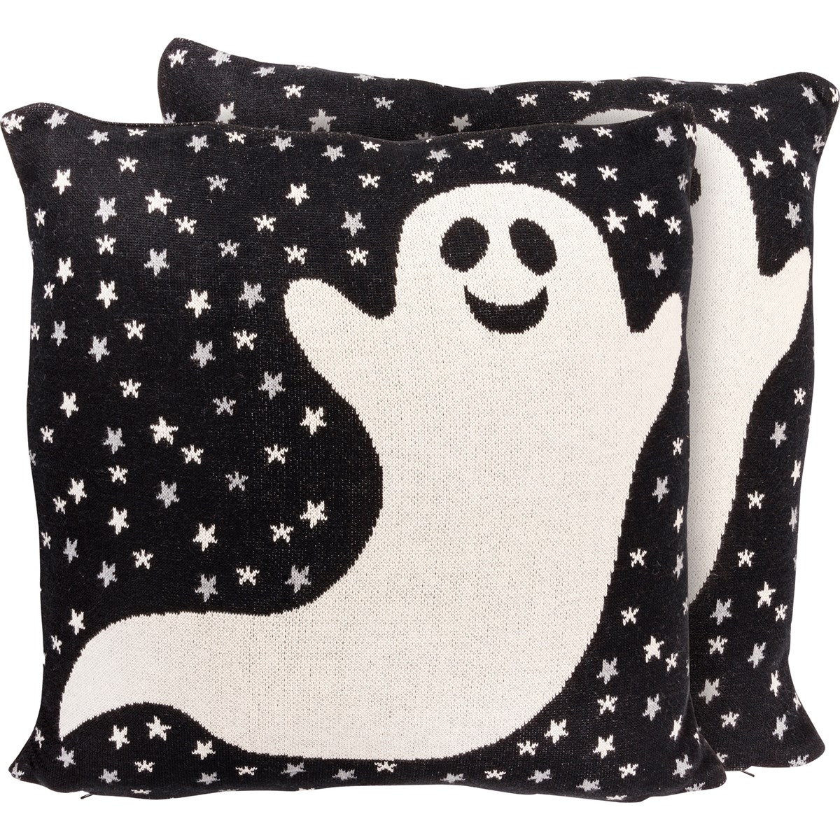 Ghost and Stars 18" Machine Knit Accent Halloween Pillow - Image 2
