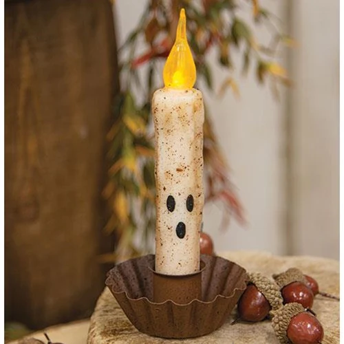 💙 Ghost Grungy 6" Timer Taper Candle - Image 2