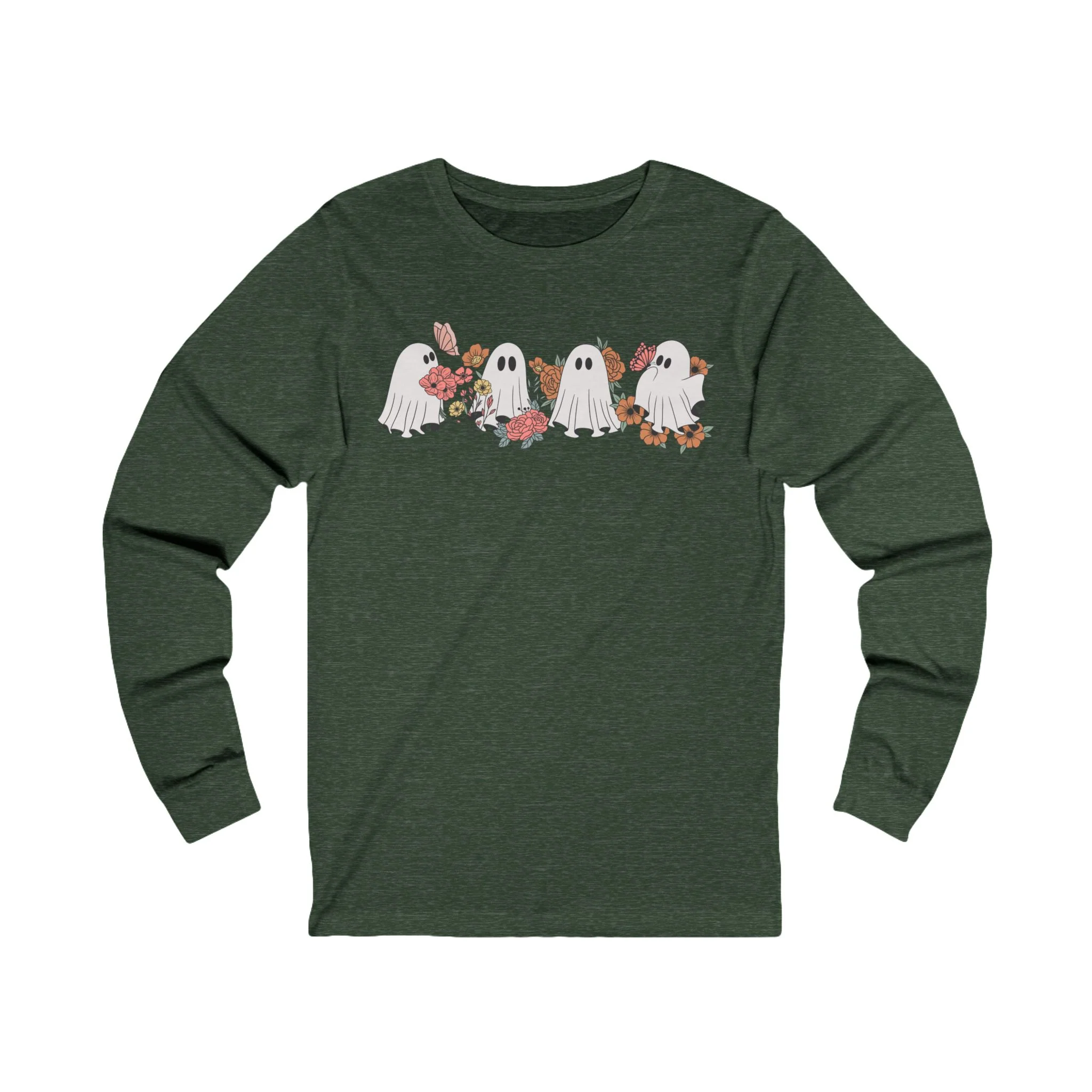๐ Ghostly Flowers Long Sleeve Halloween Cozy T-Shirt