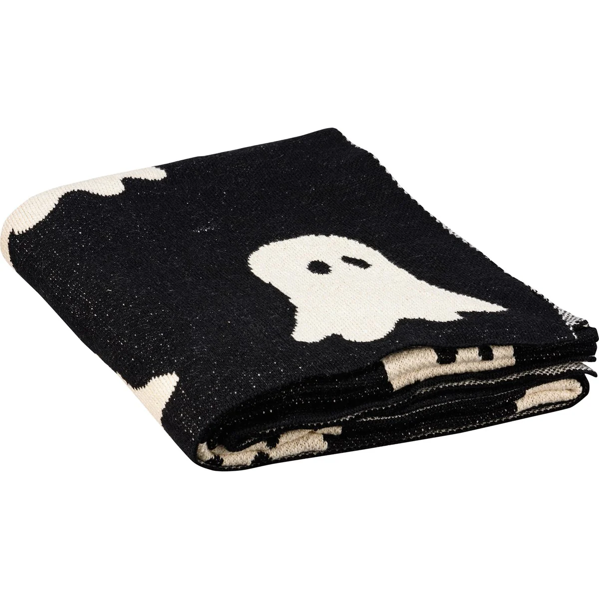 Ghosts Black and White Halloween Throw Blanket - Image 2