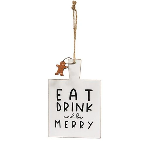 💙 Gingerbread Eat Drink and be Merry Cutting Board Sign Ornament - Image 2