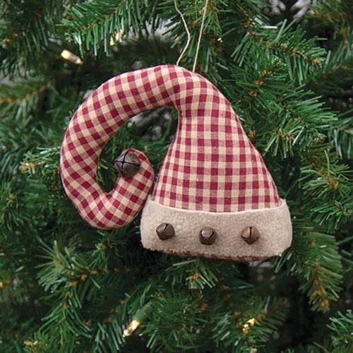 Gingham Santa Hat Ornament - Image 2