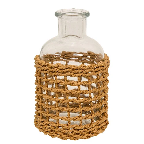 ๐ Glass Bottle In Seagrass Woven Sleeve