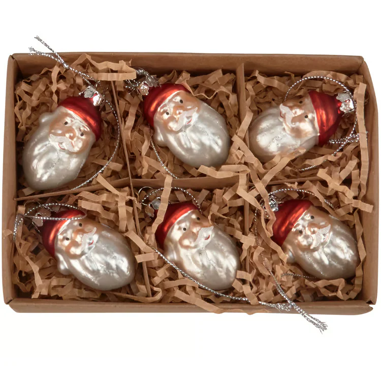 Glass Santa Ornament Set of 6
