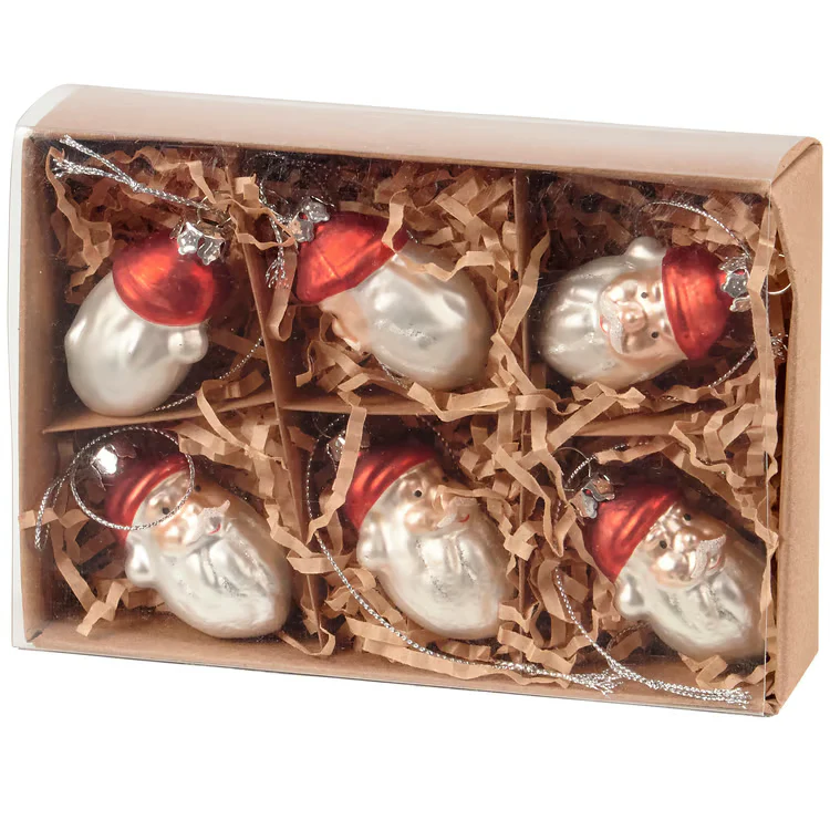 Glass Santa Ornament Set of 6 - Image 4