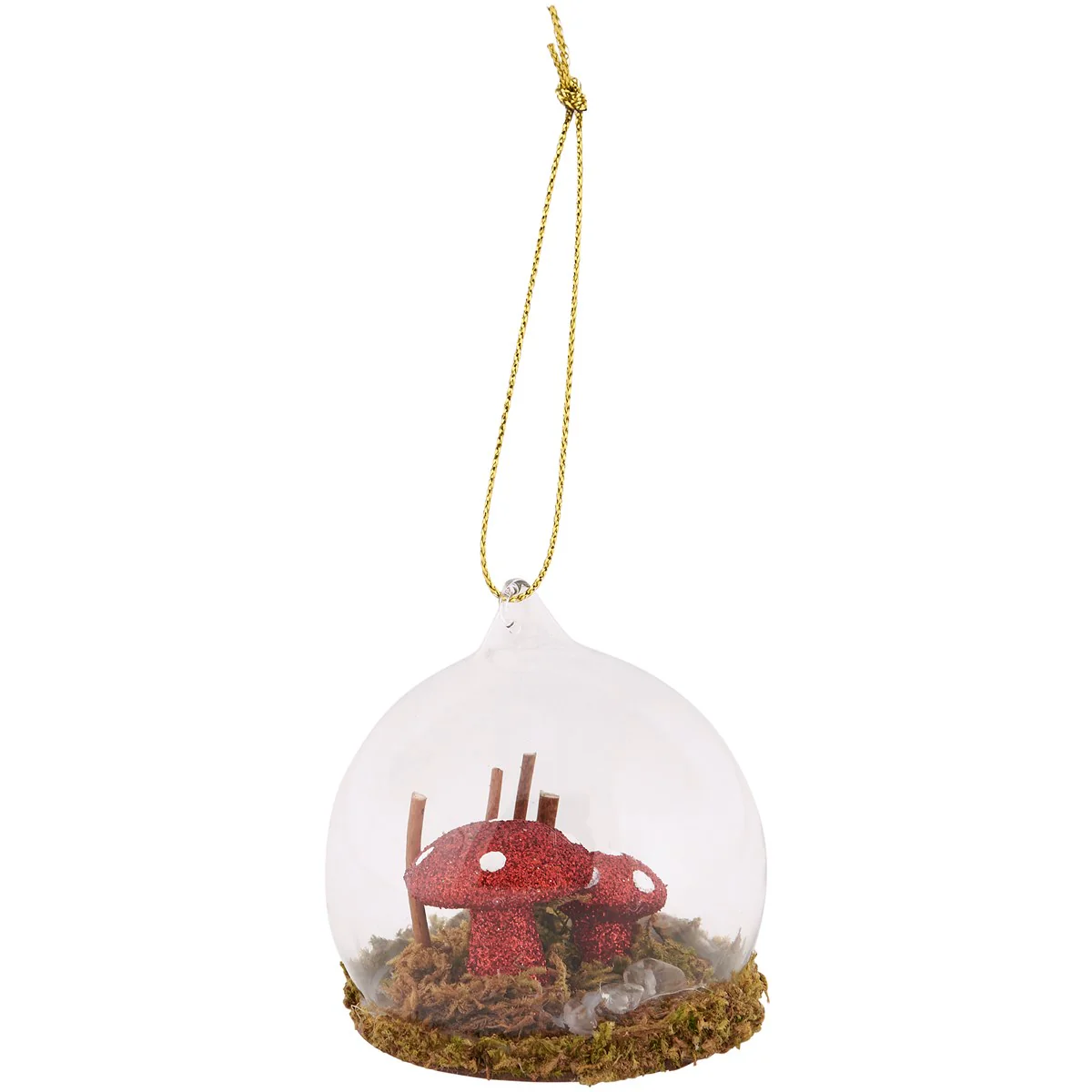 Glass Terrarium Mushrooms and Moss Ornament - Image 3