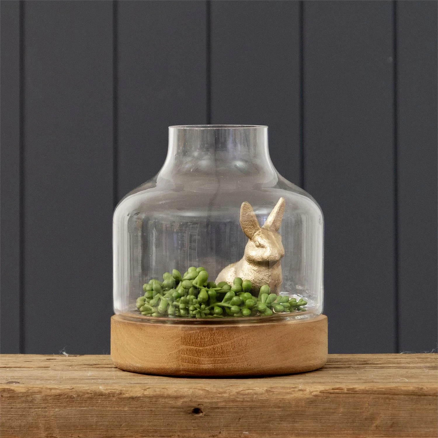 Glass Terrarium With Wood Base 7.75" H - Image 2