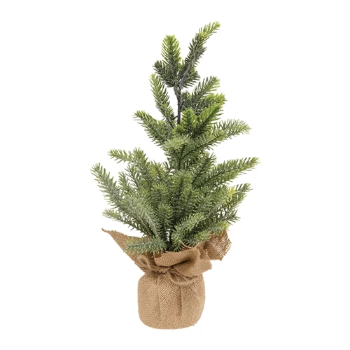 Glittered Faux Pine Tree with Burlap Base 12" H