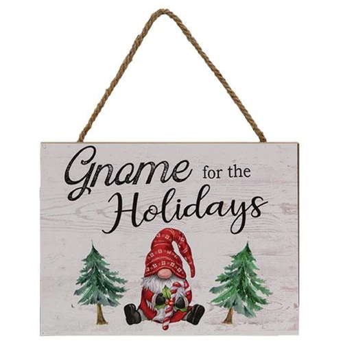 Gnome For The Holidays 10" Wooden Sign