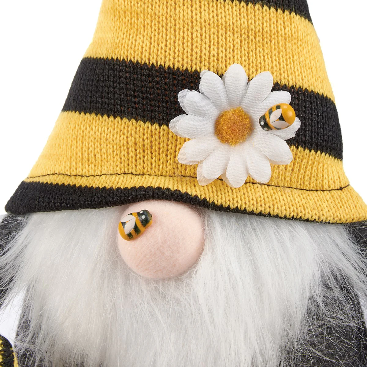 Gnome With Bee Black and Yellow Fabric Sitter - Image 4
