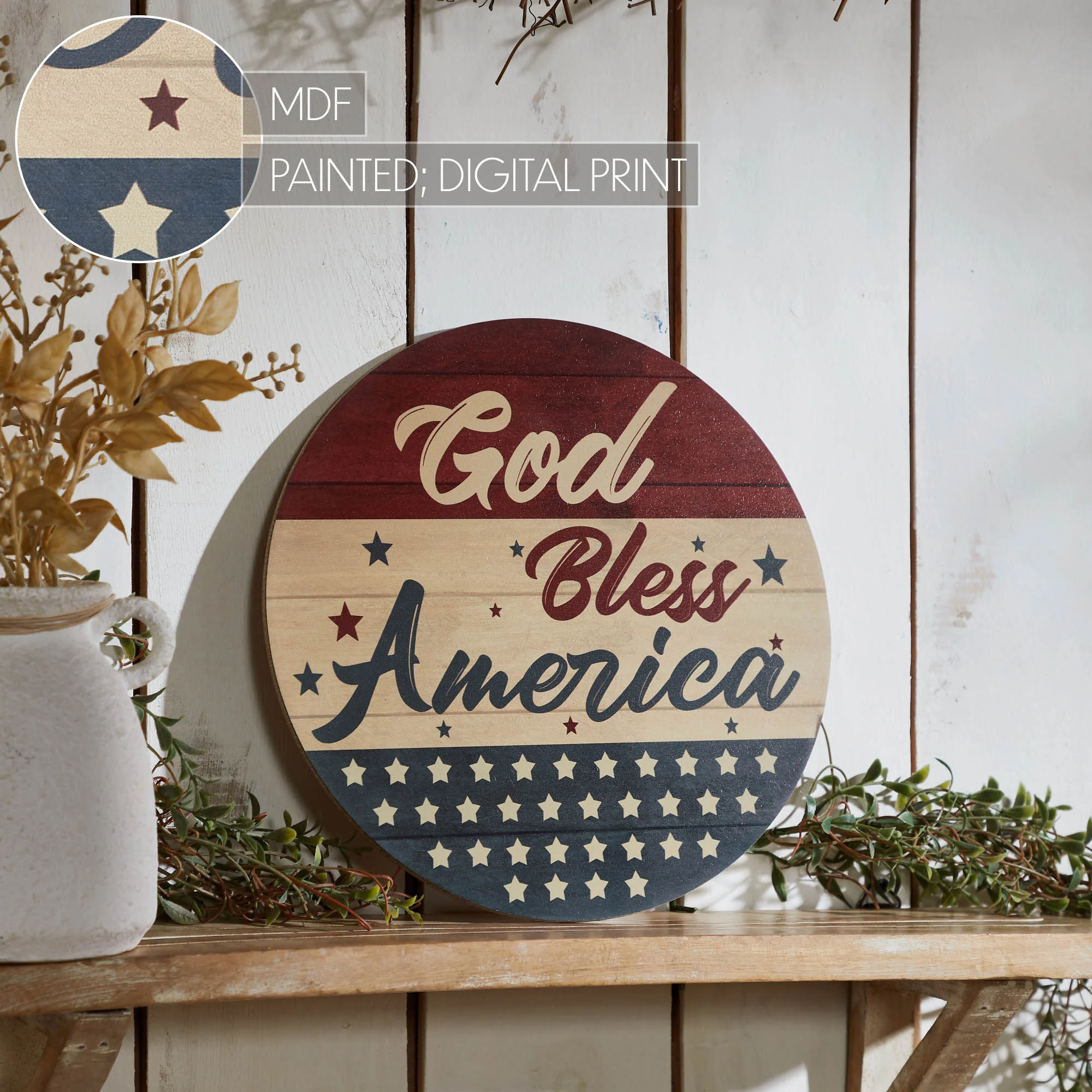 God Bless America 11" Round Wall Hanging - Image 7