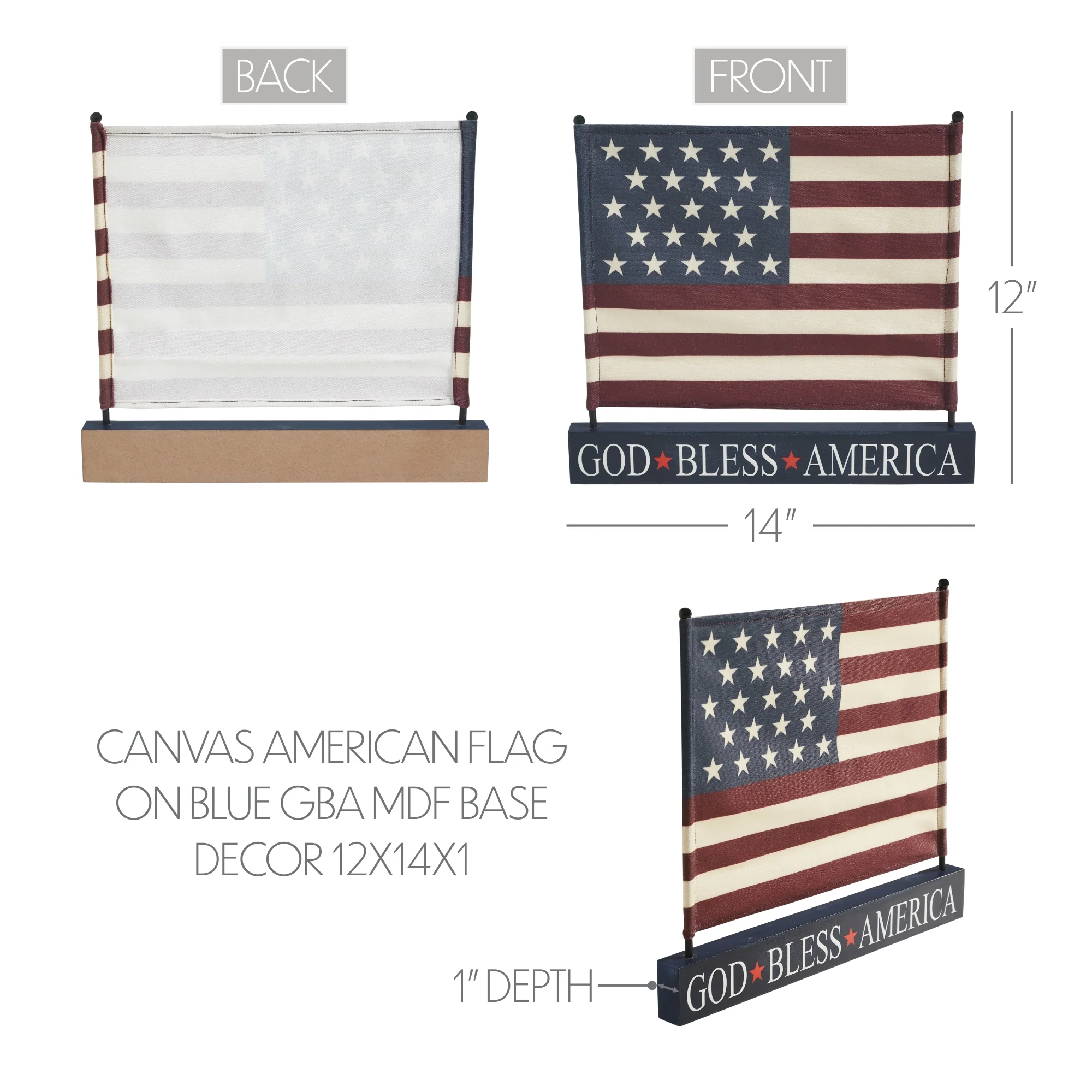 God Bless America Canvas American Flag on Base - Image 5