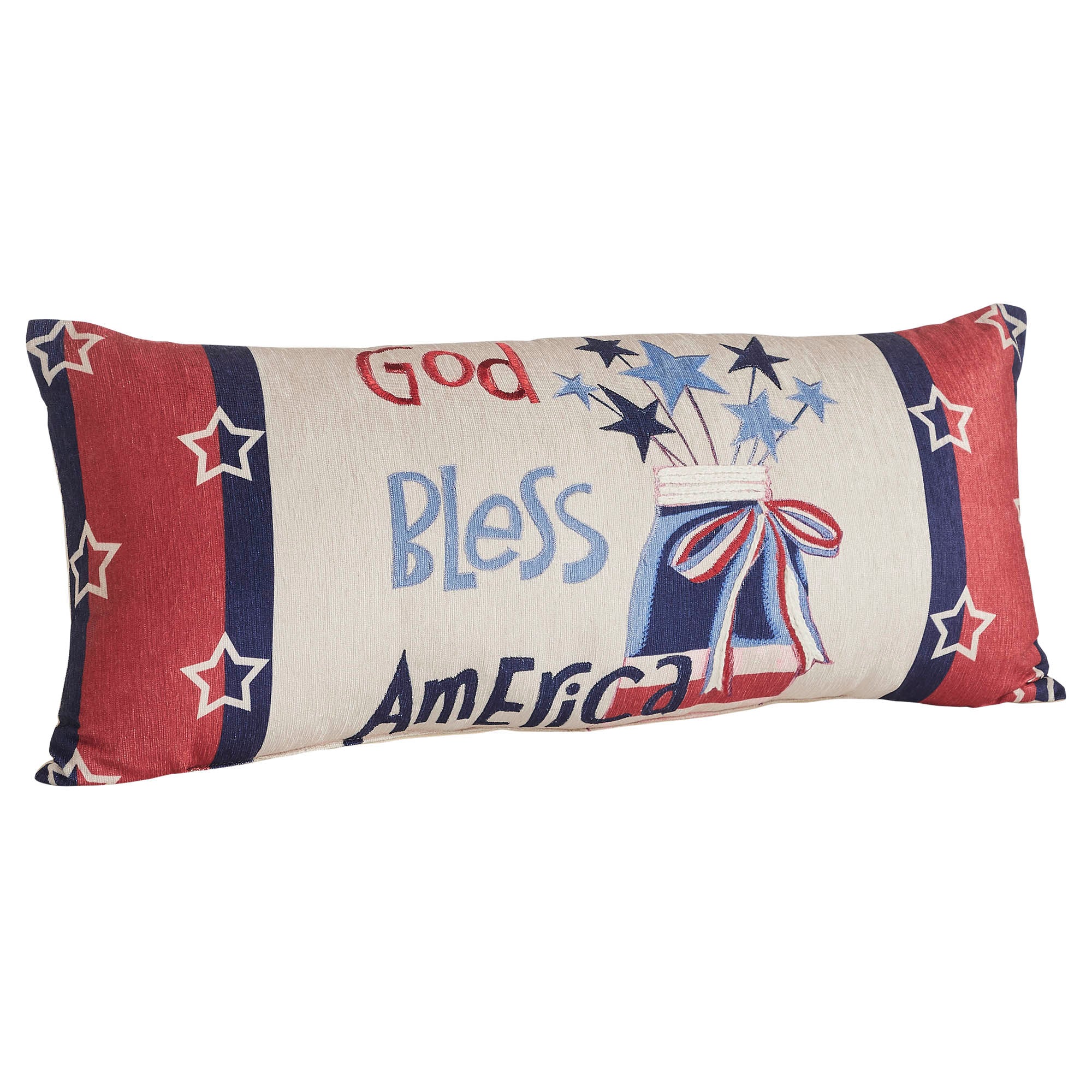 DAY 19 ❤️🫐 20 RED WHITE + BLUEBERRY DAYS God Bless America Mason Jar and Stars Accent Pillow - Image 2