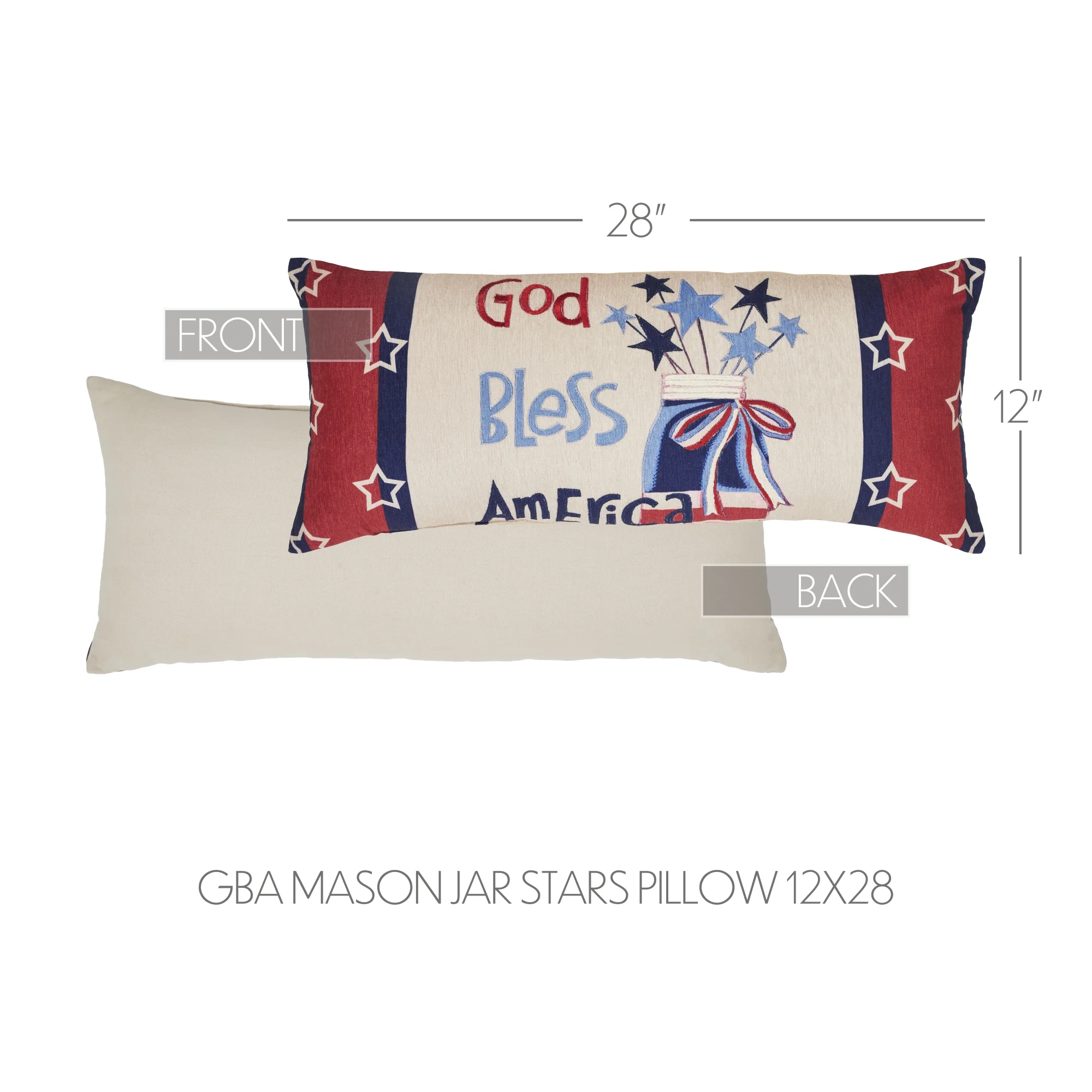 DAY 19 ❤️🫐 20 RED WHITE + BLUEBERRY DAYS God Bless America Mason Jar and Stars Accent Pillow - Image 4