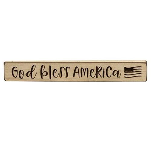 God Bless America with Flag 12" Engraved Block - Image 2