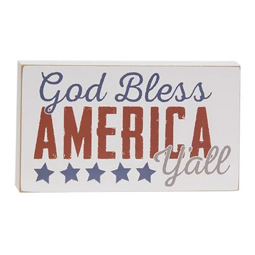 God Bless America Y'All Small Block Sign