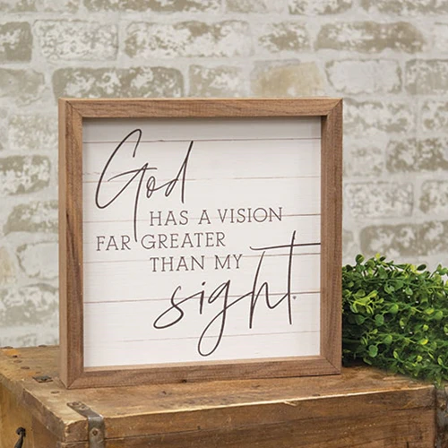 God Has a Vision 8" Whitewashed Slat Framed Print